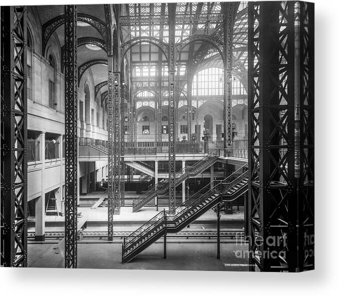 Penn Canvas Print featuring the photograph Track level and concourses Pennsylvania Station New York by Russell Brown