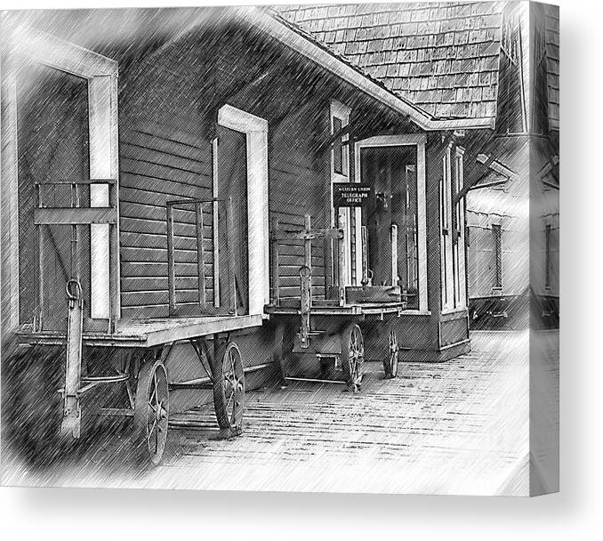 Train-station Canvas Print featuring the digital art Train Station Platform by Kirt Tisdale