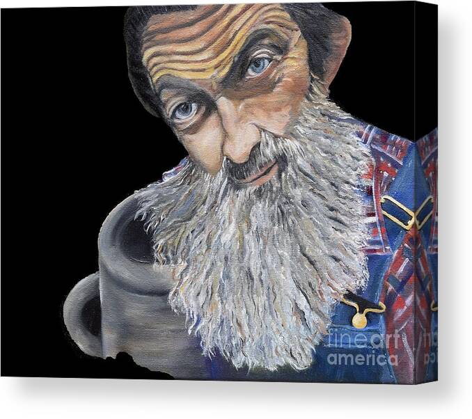 T-shirts Canvas Print featuring the painting Popcorn Sutton Shines with Transparent Background -for T-shirts and other fabric items- Moonshine by Jan Dappen