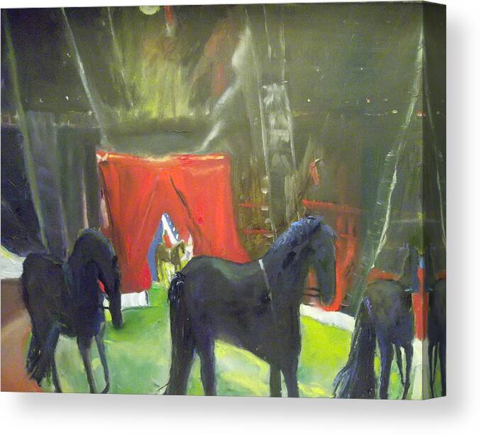 Circus Canvas Print featuring the painting Traveling Circus by Susan Esbensen