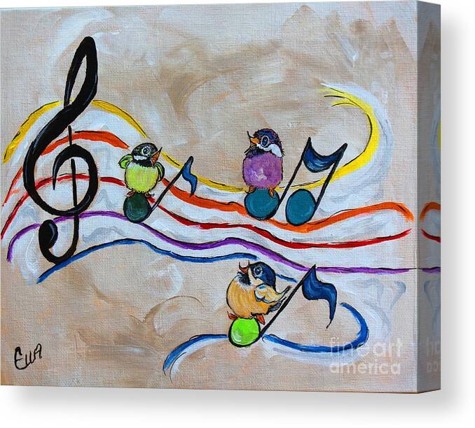 Painting Canvas Print featuring the painting Treble Clef Trio by Ella Kaye Dickey