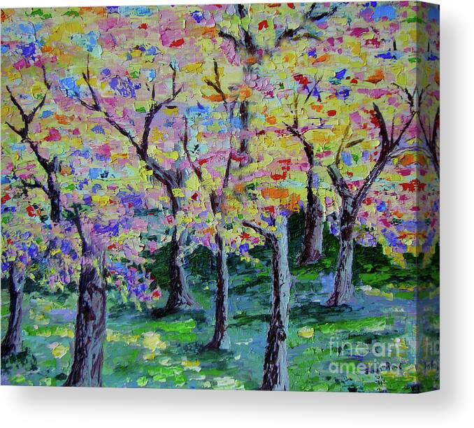 Landscape Canvas Print featuring the painting Trees on Hideaway Ct by Lisa Rose Musselwhite