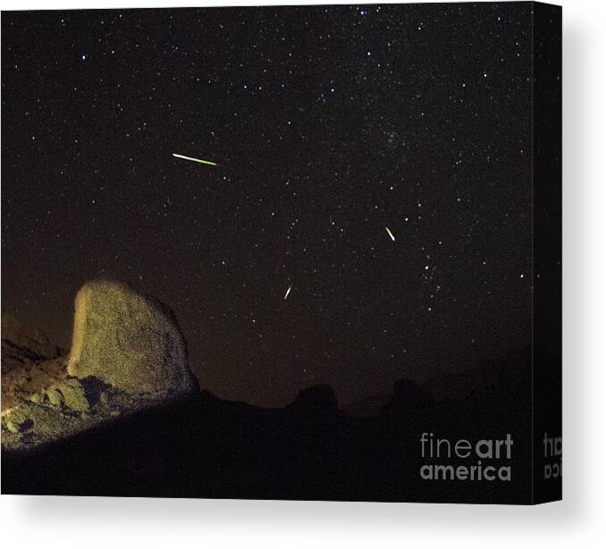 Trona Canvas Print featuring the photograph Trona Pinnacles Perseids Meteor Shower by Mark Jackson