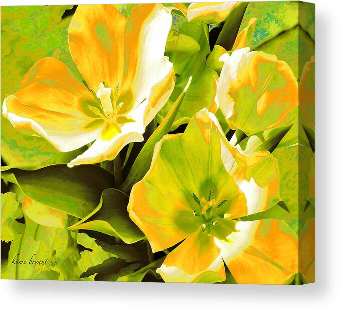 Tulip Kisses Canvas Print featuring the mixed media Tulip Kisses Abstract 10 by Kume Bryant