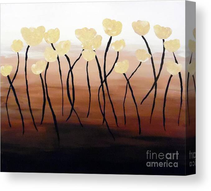 Tulips Canvas Print featuring the painting Tulips of Gold by Jilian Cramb - AMothersFineArt