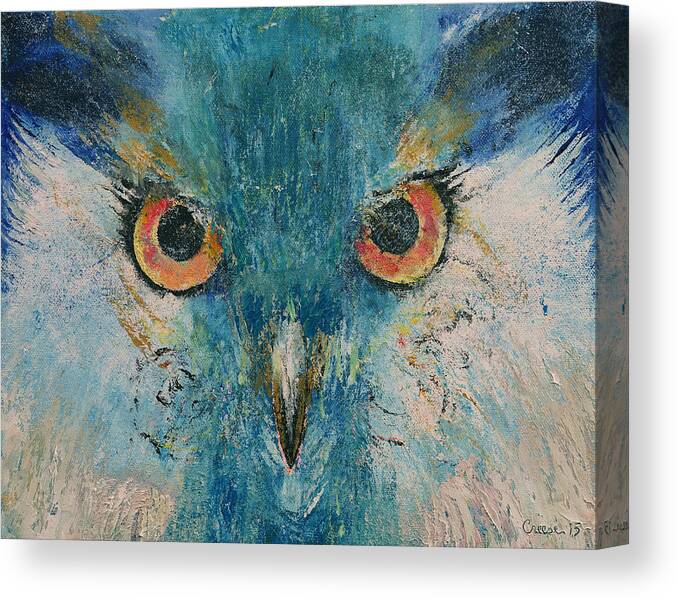 Art Canvas Print featuring the painting Turquoise Owl by Michael Creese