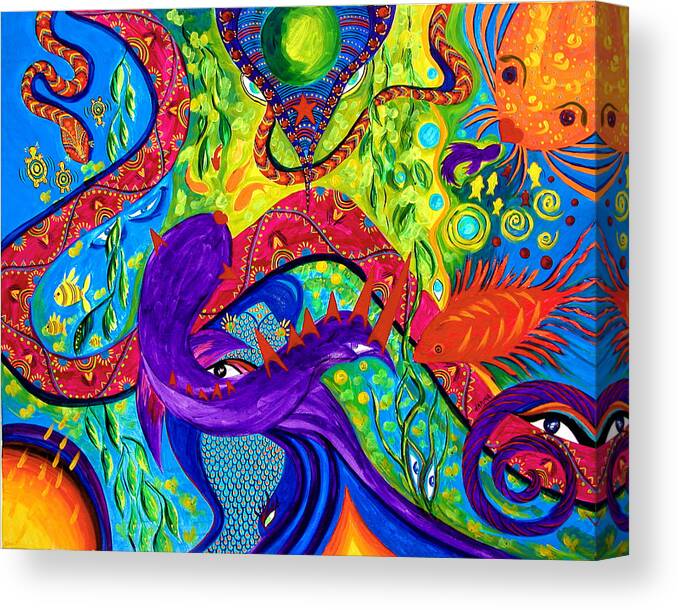 Abstract Canvas Print featuring the painting Undersea Adventure by Marina Petro