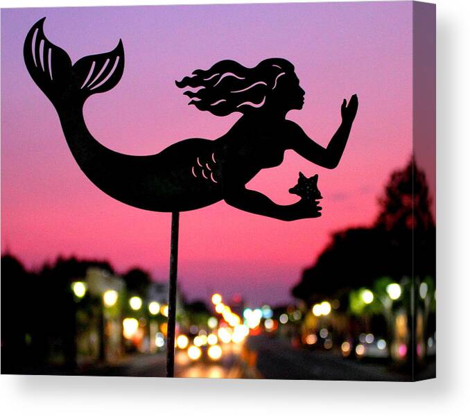Rainbow Canvas Print featuring the digital art Twilight Mermaid by Larry Beat