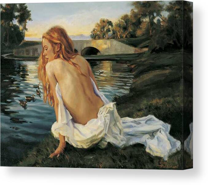 Young Canvas Print featuring the painting Twilight Reflection by Jean Hildebrant