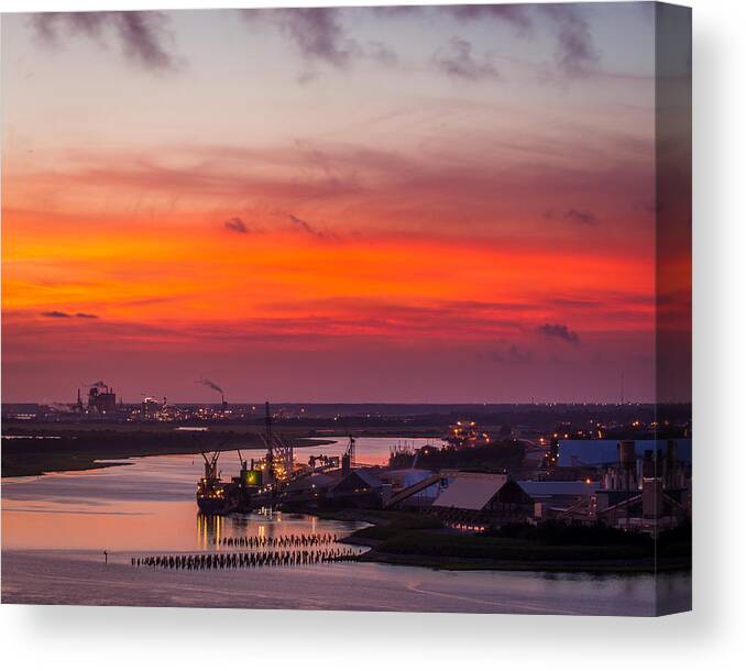 Brunswick Port Canvas Print featuring the photograph Twilight Ships in Port by Chris Bordeleau