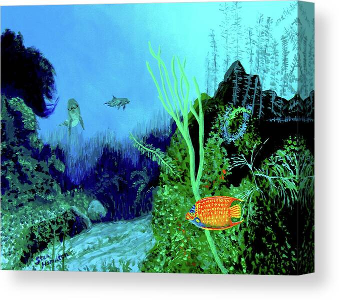 Wildlife Canvas Print featuring the painting Underwater by Stan Hamilton