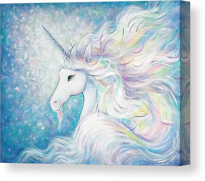 Unicorn Canvas Print featuring the painting Unicorn Dream by Theresa Stites