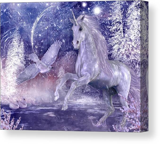 Unicorn Canvas Print featuring the digital art Unicorn by Maye Loeser