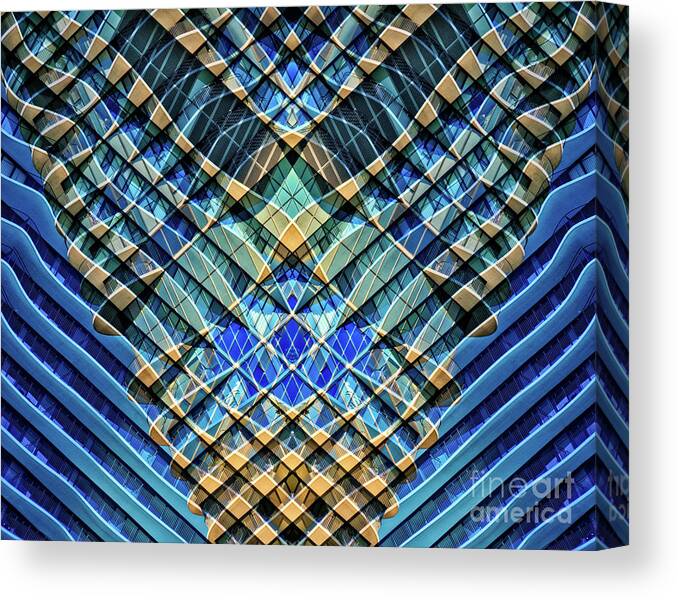 Aqua Building Canvas Print featuring the photograph Urban abstract XIV by Izet Kapetanovic