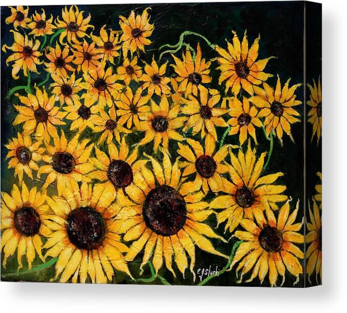 Impressionist Canvas Print featuring the painting Van Gogh Sunflowers by Carole Sluski