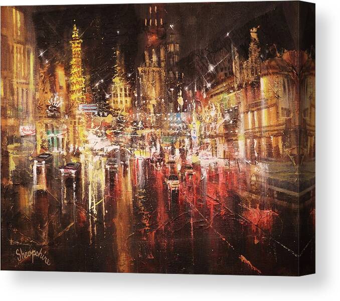Abstract Canvas Print featuring the painting Vegas - Sudden Downpour by Tom Shropshire