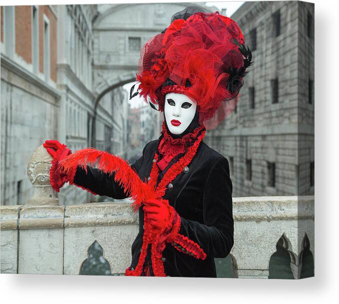 Europe Canvas Print featuring the photograph Venetian Lady at the Bridge of Sighs by Cheryl Strahl