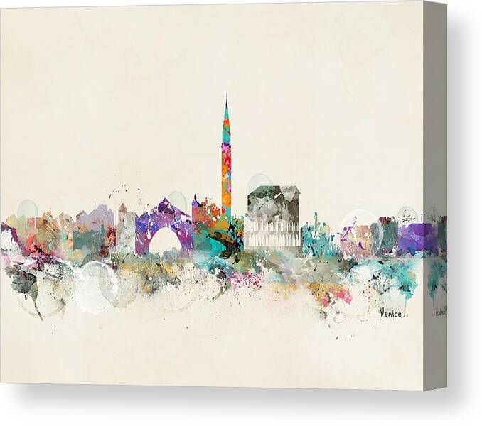 Venice Canvas Print featuring the painting Venice Italy Skyline by Bri Buckley