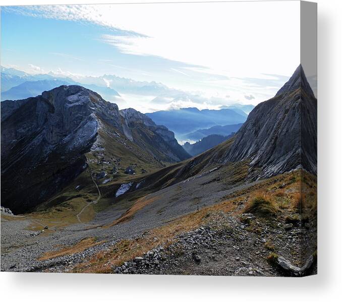 Mountain Canvas Print featuring the photograph View from Mt Pilatus by Pema Hou