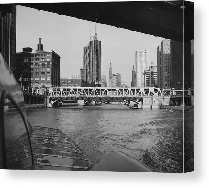 Wendella Canvas Print featuring the photograph View of Chicago Skyline From Boat by Chicago and North Western Historical Society