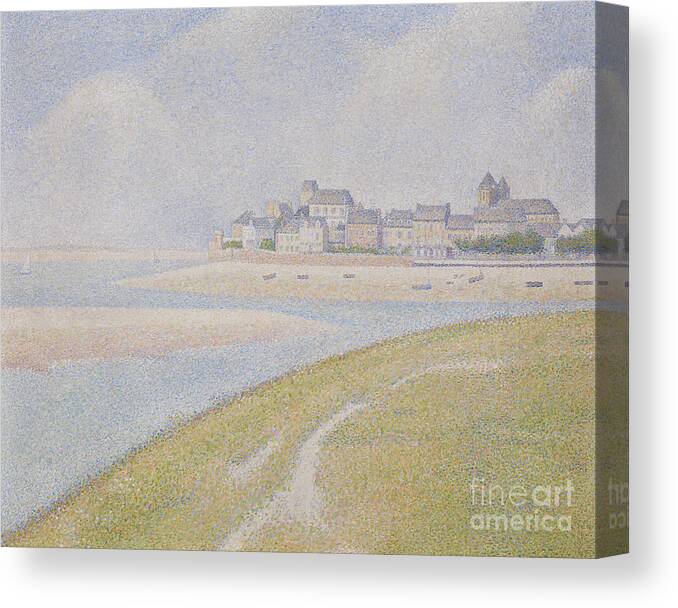 Seurat Canvas Print featuring the painting View of Le Crotoy, from Upstream, 1889 by Georges Pierre Seurat