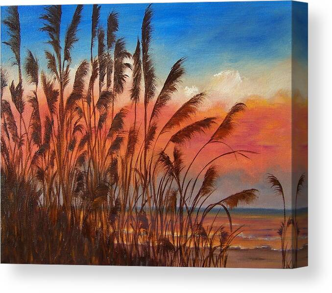 Seascape Canvas Print featuring the painting View Thru SeaOats SOLD by Susan Dehlinger