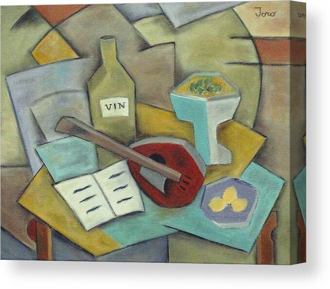 Cubistic Canvas Print featuring the painting Vin by Trish Toro