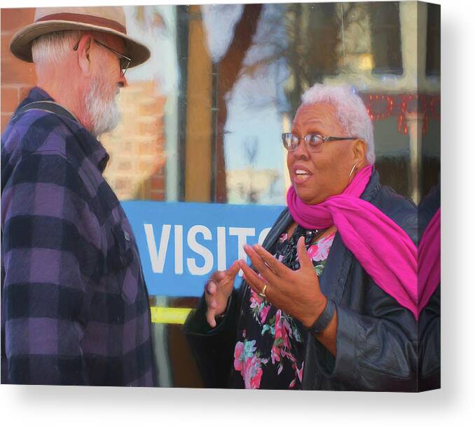 People Canvas Print featuring the photograph Visit - Conversation by Nikolyn McDonald