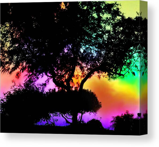 Vivid Sky Painting Canvas Print featuring the digital art Vivid Sky and Silhouettes by KaFra Art