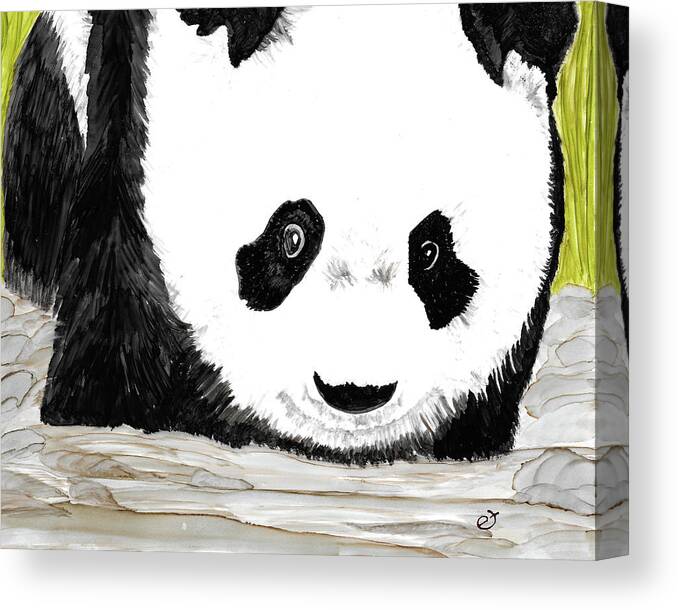 Panda Canvas Print featuring the painting Vivi's Pet Panda by Eli Tynan