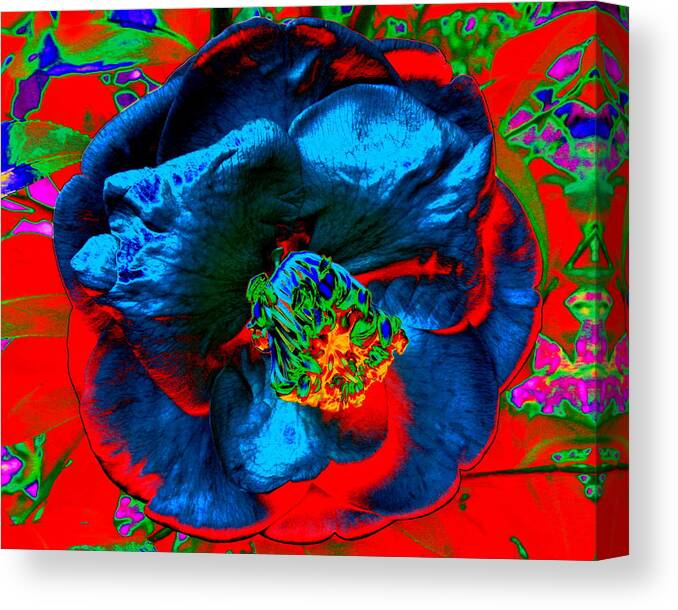 Flower Canvas Print featuring the digital art Volcanic Blossom by Larry Beat
