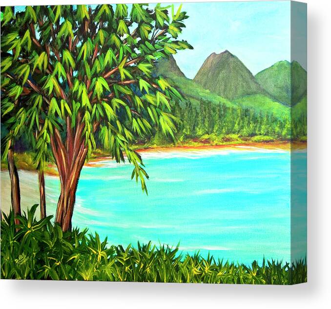 Hawaii Canvas Print featuring the painting Waimanalo Beach Oahu #385 by Donald K Hall