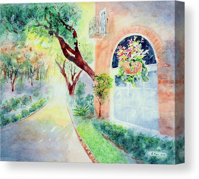 Bellingrath Gardens Canvas Print featuring the painting Walk at Bellingrath Gardens by Jerry Fair
