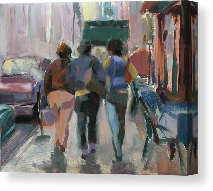 Figurative Canvas Print featuring the painting Walking in Chelsea by Merle Keller