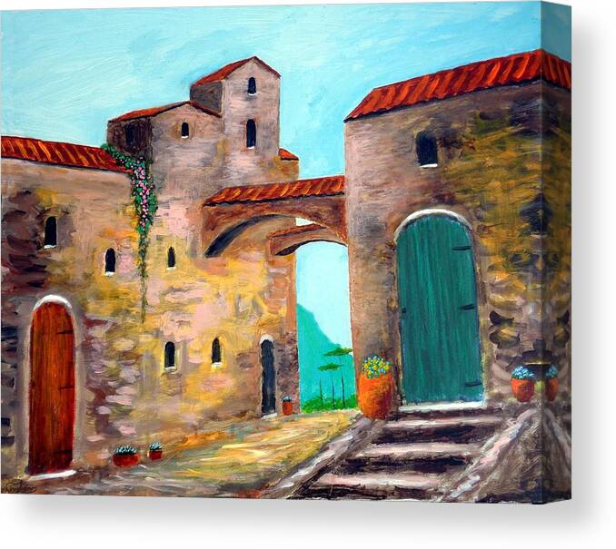 Italy .italy Art Canvas Print featuring the painting Walls Of Time by Larry Cirigliano