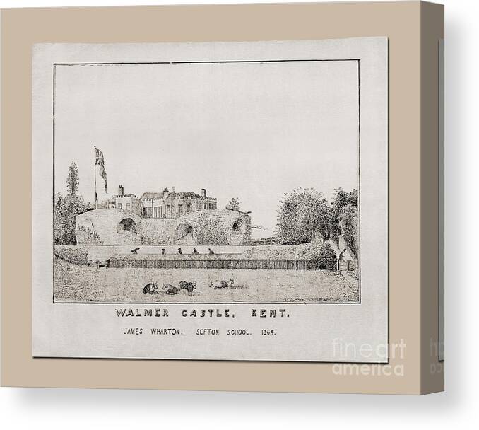 Walmer Castle Kent Canvas Print featuring the drawing Walmer Castle Kent by Donna L Munro