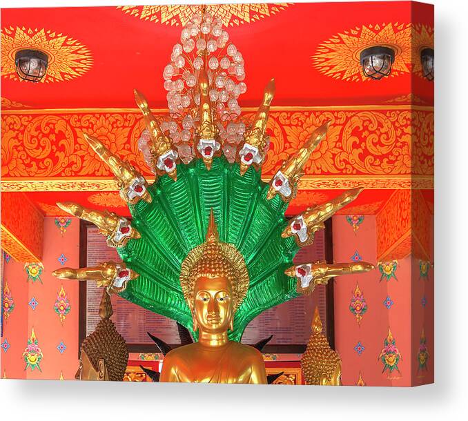 Scenic Canvas Print featuring the photograph Wat Pak Thang Phra That Chedi Buddha Image on Naga Throne DTHCM2157 by Gerry Gantt