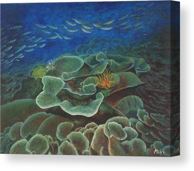 Life Under Water Canvas Print featuring the painting Water Life floral by Miki Sion