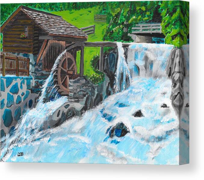 Water Wheel Canvas Print featuring the painting Water Wheel by David Bigelow
