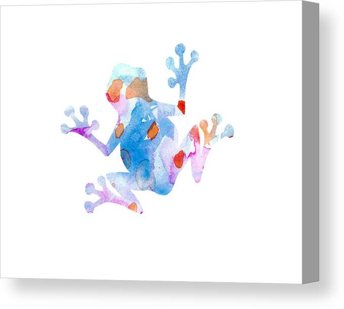 Multicolor Frog Canvas Print featuring the digital art Watercolor Frog by Nursery Art