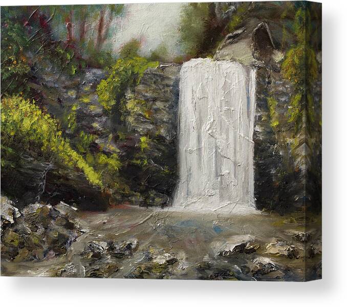 North Carolina Waterfall Painting Canvas Print featuring the painting Waterfalls of North Carolina Looking Glass Falls by Gray Artus