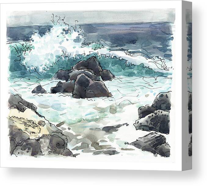 Landscape Canvas Print featuring the painting Wawaloli Beach, Hawaii by Judith Kunzle