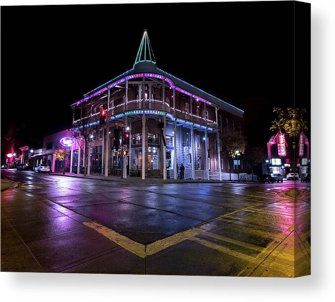 Flag Canvas Print featuring the photograph Weatherford Hotel Illumination by American Landscapes