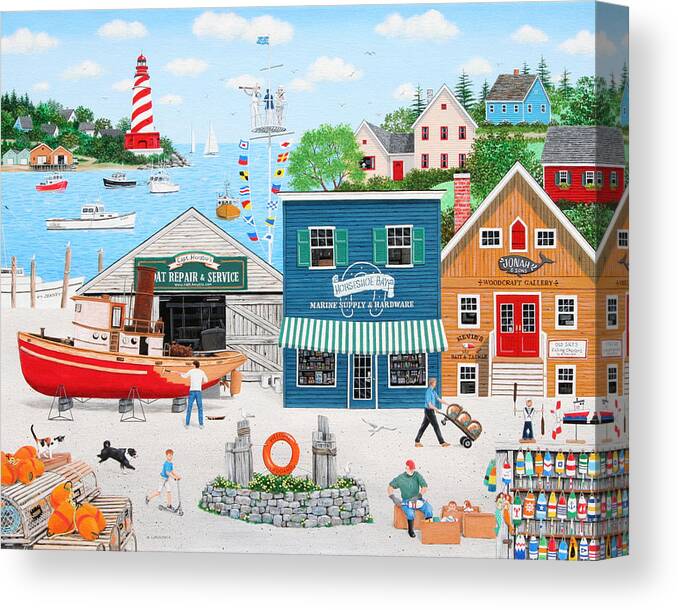 Folk Art Canvas Print featuring the painting Where the Buoys Are by Wilfrido Limvalencia