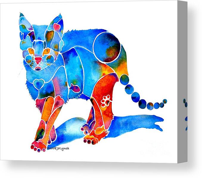 Cat Canvas Print featuring the painting Whimzical Katie Kitten by Jo Lynch