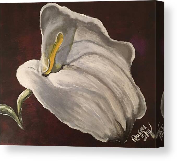 Flower Canvas Print featuring the painting White Calla Lily by Queen Gardner
