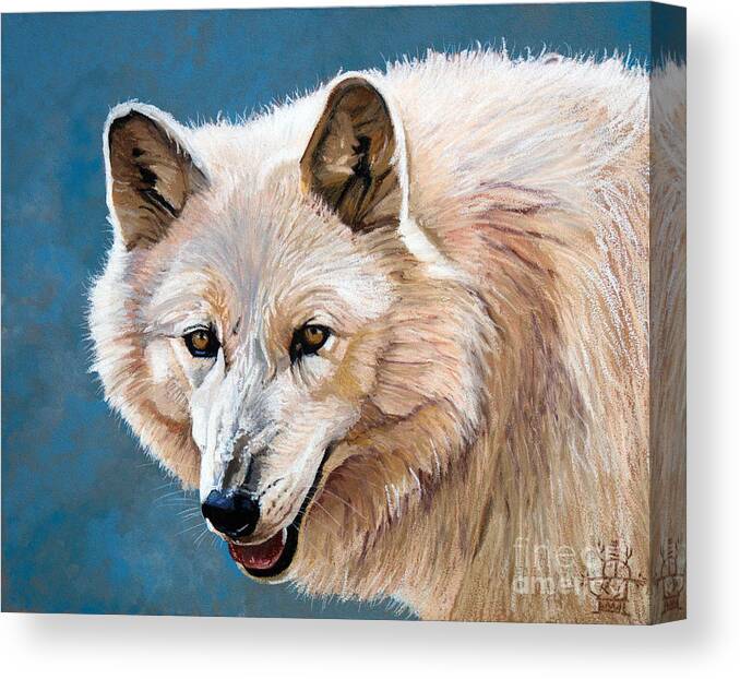 Wolf Canvas Print featuring the painting White Wolf by J W Baker