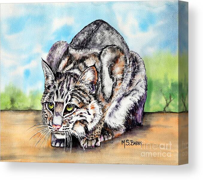 Bobcat Canvas Print featuring the painting Willow by Maria Barry