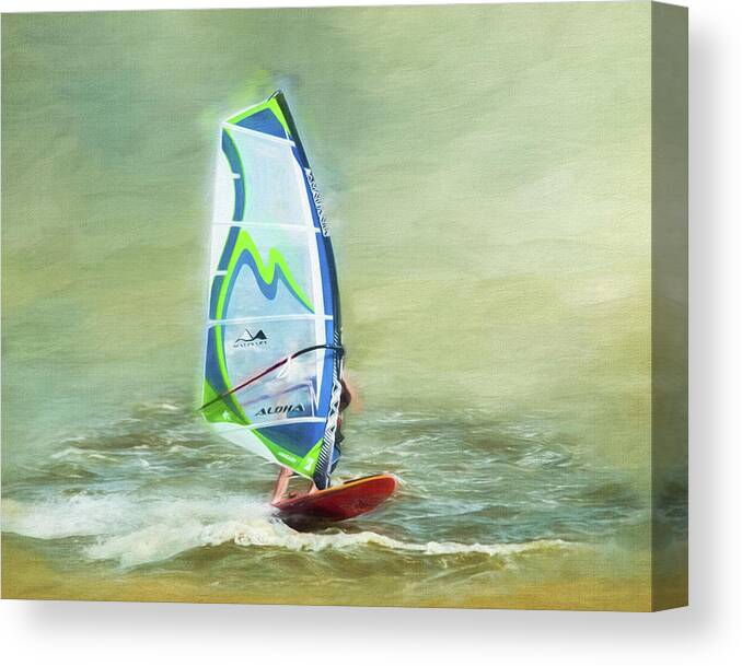 Wind Canvas Print featuring the photograph Wind Surfing by Cathy Kovarik