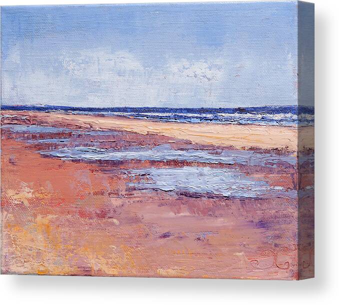 Newburyport Canvas Print featuring the painting Windy October Beach by Trina Teele